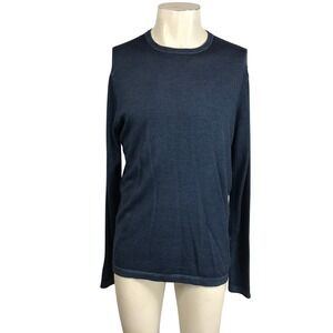 Patrick Assaraf Mens Blue Crew Neck Long Sleeve Sweater Size M